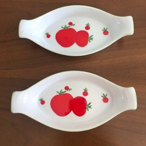 Set of 2 Franci Villa Vanilla Palm Beach Vegetable Tasting Dishes With Tomatoes